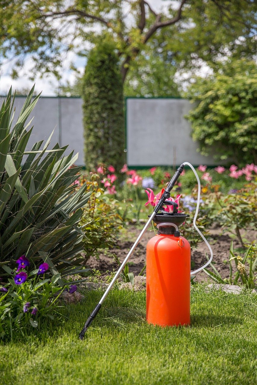 fertilizer, flower background, aerosol